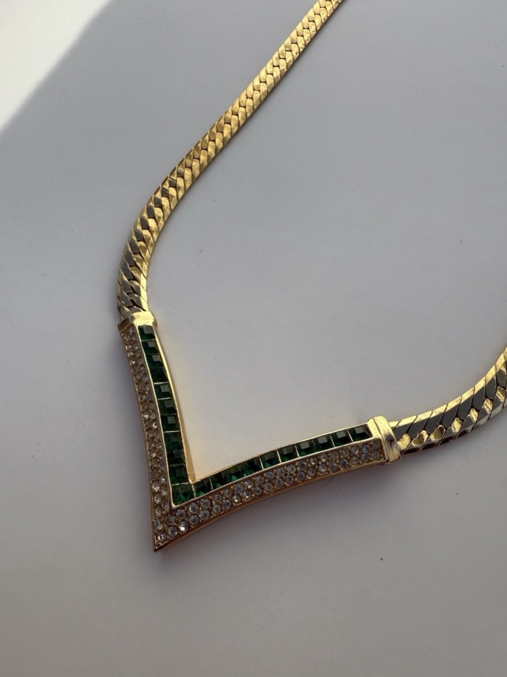 Christian Dior Necklace Vintage Green Gemstones Gold - Picture 6 of 6